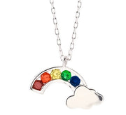 Rainbow Studded Necklace, Sterling Silver