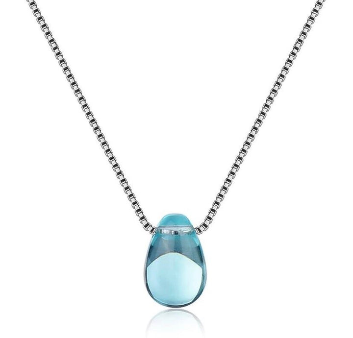 Stay Hydrated, Water Drop Necklace Sterling Silver, Blue Teardrop Pendant, Simple Reminder Gift, Healthy Habits Gift, Weight Loss Gift