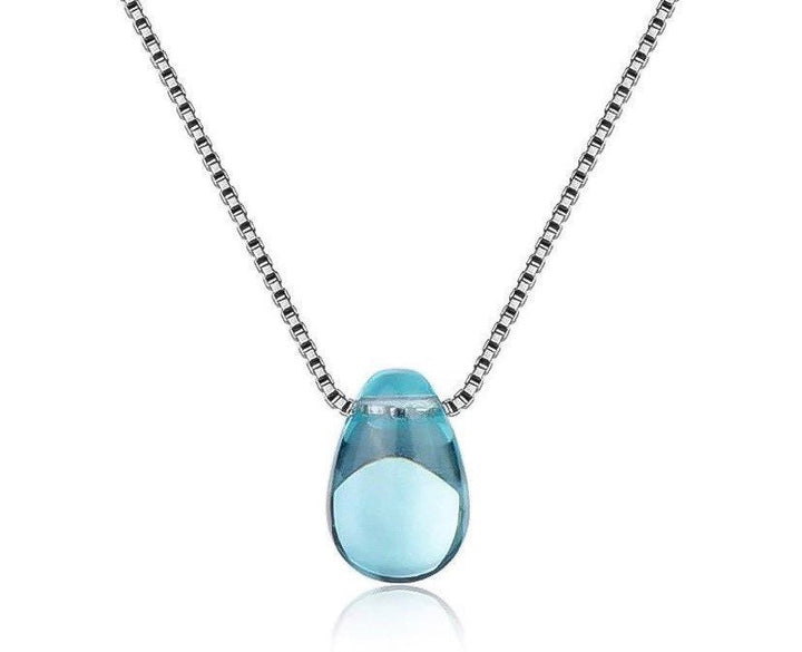 Collier délicat en forme de larme bleue, pendentif goutte d'eau, argent sterling