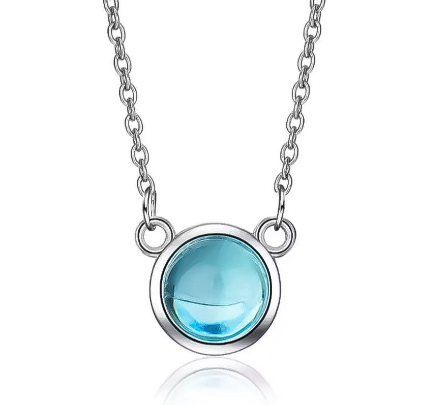 Dainty Blue Crystal Necklace, Daughter Necklace, Sterling Silver Pendant, Gift from Mom, Daughter Birthday Gift, Dainty Jewelry, Minimalist