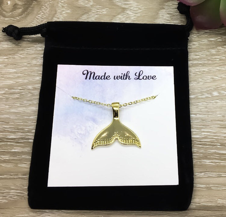 Gold Fish Tail Necklace, Mermaid Jewelry