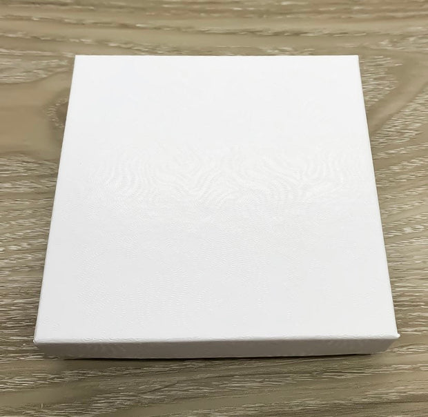 Add On Gift Box, White Jewelry Box with Cotton Insert, Personalized Gifts, Minimalist Jewelry, Dainty Personalized Jewelry, 4" X 4" X 1"