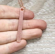 Vertical Bar Initial Necklace, Long Square Initial Heart Necklace, Monogram Pendant, Initial Jewelry, Stocking Filler For Women, Christmas
