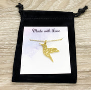 Dainty Hummingbird Necklace, Bird Jewelry, Bohemian Necklace, Nature Jewelry, Bird Lover Gift, Friendship Gift, Layering Necklace