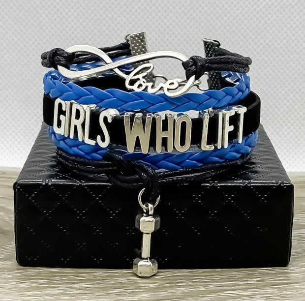 Girls Who Lift Charm Bracelet , Fitness Gifts, Personal Trainer Gift, Friendship Bracelet, Gifts for Her, Stocking Stuffers, Holiday Gifts