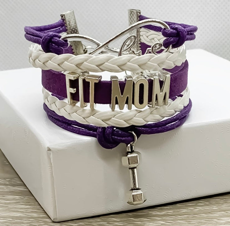 Fit Mom Charm Bracelet, Mother Gift from Kids, Fitness Gifts, Personal Trainer Gift, Friendship Bracelet, Stocking Stuffer, Christmas Gift