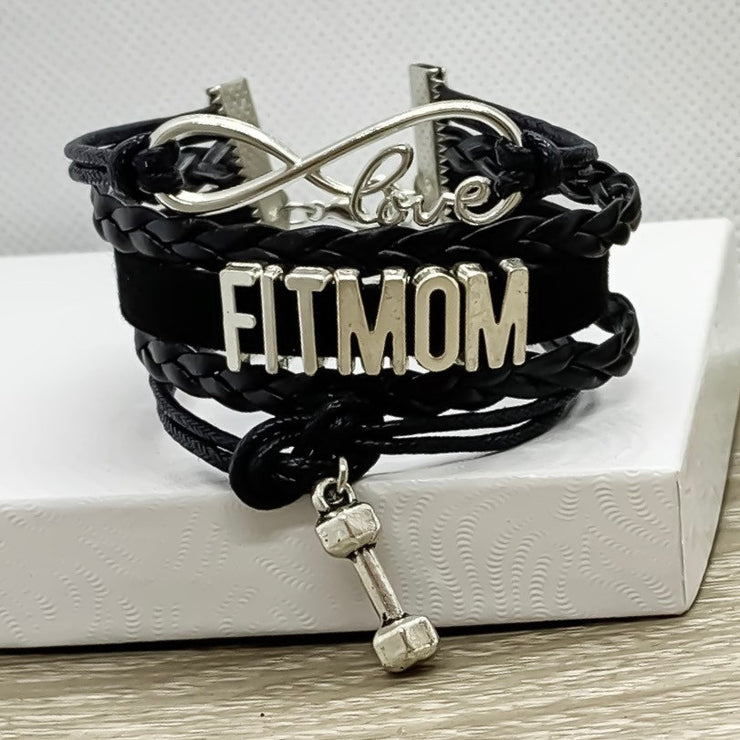Fit Mom Charm Bracelet, Mother Gift from Kids, Fitness Gifts, Personal Trainer Gift, Friendship Bracelet, Stocking Stuffer, Christmas Gift