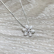Snowflake Necklace, Dainty Sterling Silver Pendant, Snowflake Jewelry, Winter Wedding Bridal Jewelry, Christmas Gift for Her, Holiday Gift