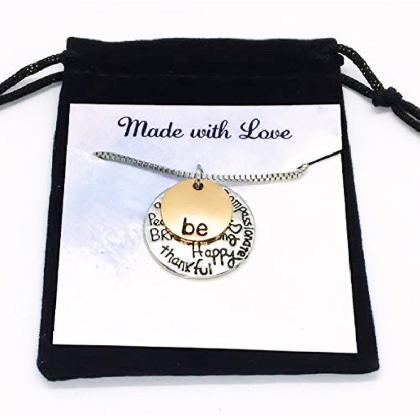 Be Happy Necklace, Inspirational Jewelry, Quote Charm Necklace, Gift for Daughter, 18th Birthday Gift, Gift from Mom, Gift for Student