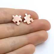 Tiny Puzzle Stud Earrings, Autism Awareness Gift, Jigsaw Puzzle Jewelry, Minimalist Earrings, Puzzle Gift, Dainty Jewelry, Minimalist Gift