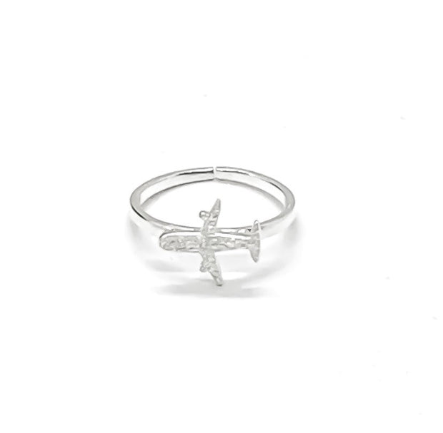 Airplane Ring Silver, Travel Jewelry, Layering Ring, Statement Ring, Dainty Ring, Aviation Gift, Flight Attendent Gift, Friendship Jewelry