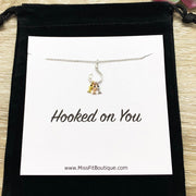 Fish Hook Necklace, Hooked on You Gift, Sterling Silver Pendant, Dainty Jewelry, Girlfriend Gift, Gift for Best Friend, Holiday Jewelry