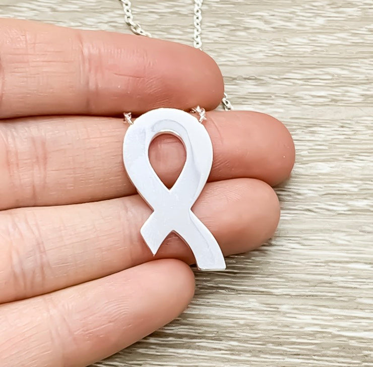 Strength Gift, Awareness Ribbon Necklace, Encouragement Gift, Cancer Gift, Healing Jewelry, Empathy Gift, Motivational Gift, Cancer Patient