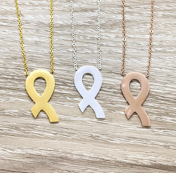 Collier ruban de sensibilisation, cadeau de soutien, cadeau pour les personnes atteintes de cancer, bijou de guérison, cadeau d'empathie, cadeau de motivation, pour les personnes atteintes de cancer
