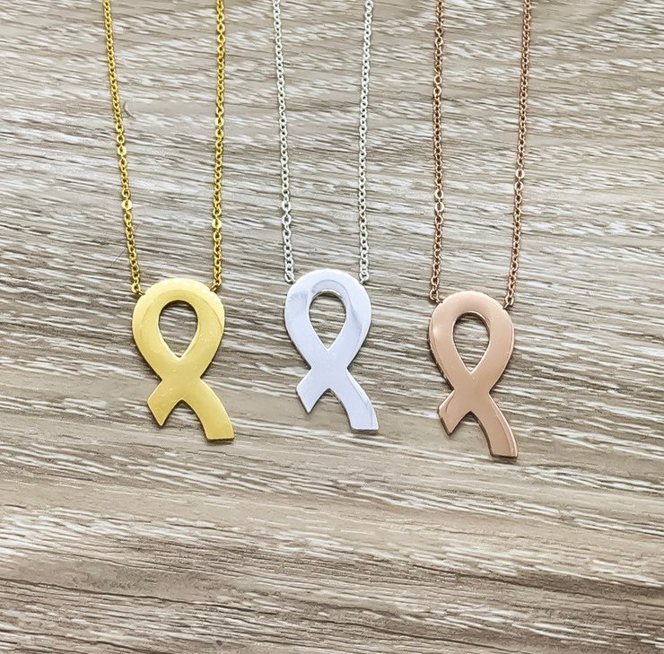 Strength Gift, Awareness Ribbon Necklace, Encouragement Gift, Cancer Gift, Healing Jewelry, Empathy Gift, Motivational Gift, Cancer Patient