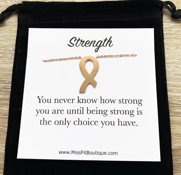 Strength Gift, Awareness Ribbon Necklace, Encouragement Gift, Cancer Gift, Healing Jewelry, Empathy Gift, Motivational Gift, Cancer Patient