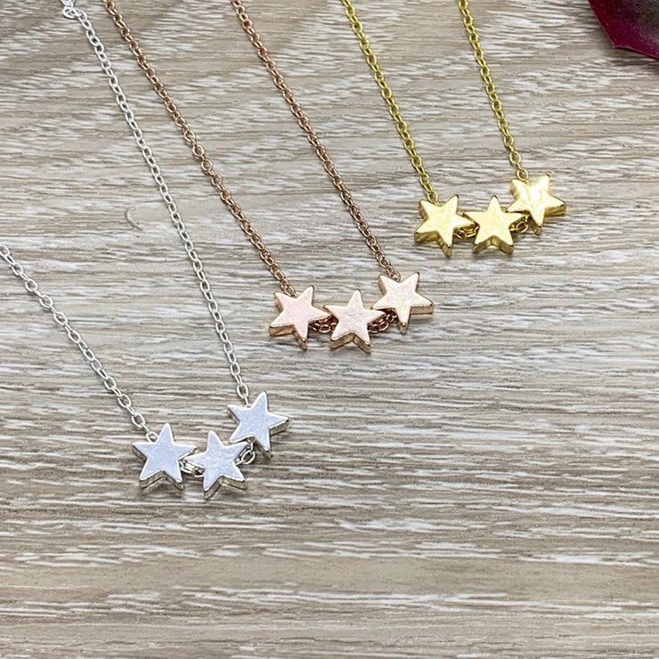 Best Friends Are Like Stars, 3 Stars Necklace, Gift for BFF, Friendship Necklace, Celestial Jewelry, Meaningful Necklace with Card, Sorority