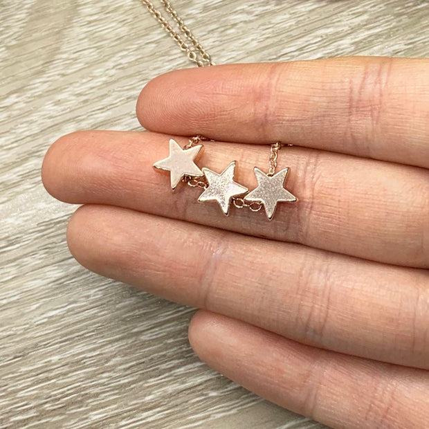 Best Friends Are Like Stars, 3 Stars Necklace, Gift for BFF, Friendship Necklace, Celestial Jewelry, Meaningful Necklace with Card, Sorority