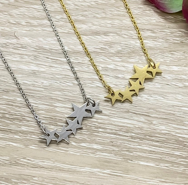 Best Friends Are Like Stars, 5 Stars Necklace, BFF Gift, Friendship Necklace, Celestial Jewelry, Meaningful Gift for Friend, Long Distance