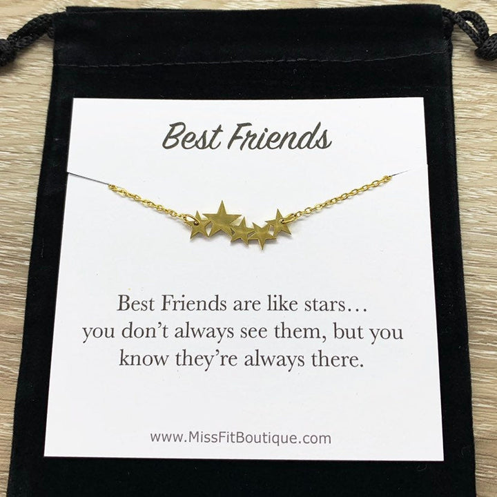 Best Friends Are Like Stars, 5 Stars Necklace, BFF Gift, Friendship Necklace, Celestial Jewelry, Meaningful Gift for Friend, Long Distance