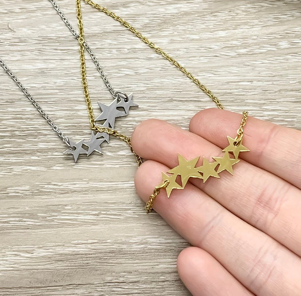 Constellation Necklace, Starry Night Jewelry, 5 Stars Necklace, BFF Gift, Friendship Necklace, Celestial Jewelry, Stocking Fillet for Teen