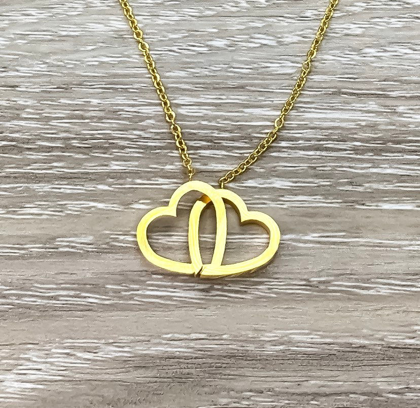 Grandmother and Granddaughter Necklace with Gift Box, Infinity Double Hearts Necklace, Two Heart Pendant, Gift for Grandma, Holiday Gift