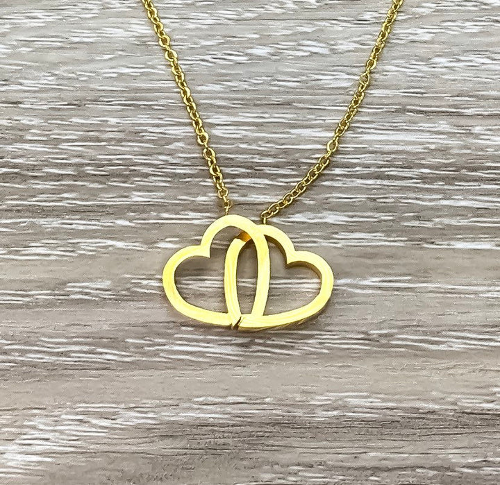 Grandmother and Granddaughter Necklace with Gift Box, Infinity Double Hearts Necklace, Two Heart Pendant, Gift for Grandma, Holiday Gift