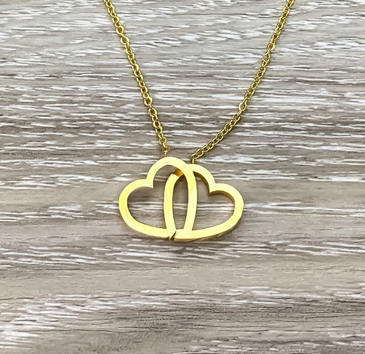 Grandmother and Granddaughter Necklace with Gift Box, Infinity Double Hearts Necklace, Two Heart Pendant, Gift for Grandma, Holiday Gift