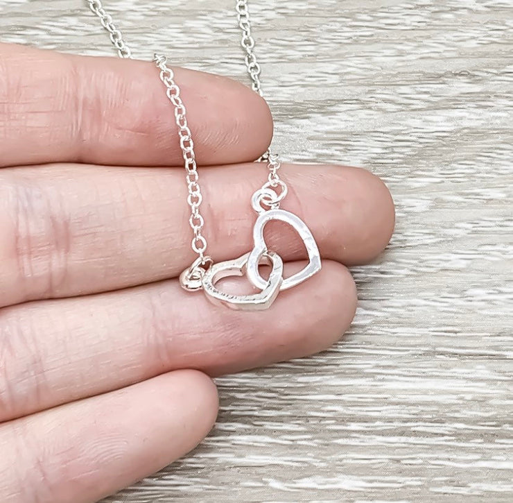 Grandmother and Granddaughter Necklace with Gift Box, Infinity Double Hearts Necklace, Two Heart Pendant, Gift for Grandma