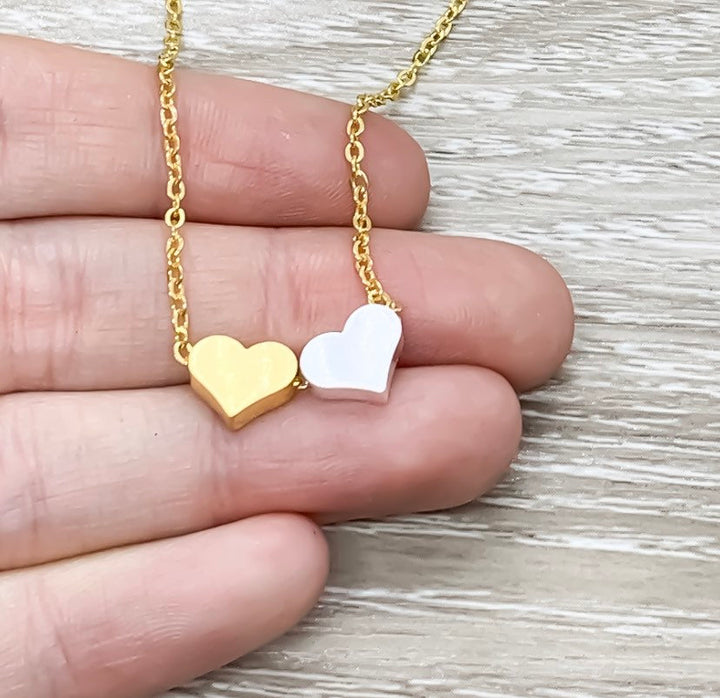 Mother of Two Necklace with Card, Multiple Hearts Necklace, 2 Heart Pendants, Gift for Mom from Kids, Gift for Mama, Mama Necklace