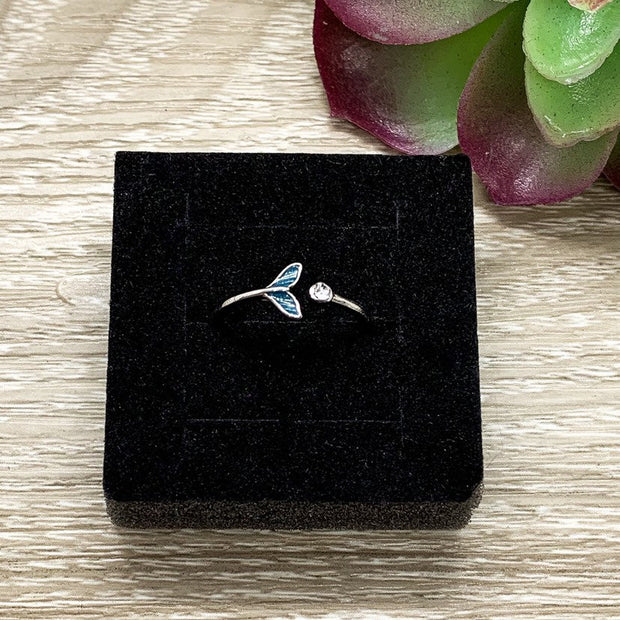 Blue Tail Ring, Mermaid Jewelry, Everyday Ring, Sterling Silver Jewelry, Dainty Ring, Whimsical Jewelry, Friendship Gift,  Filler