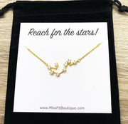 Constellation Necklace, Reach For The Stars Card, Friendship Necklace, Celestial Jewelry, Meaningful Jewelry, Gift for Daughter, Astronomy