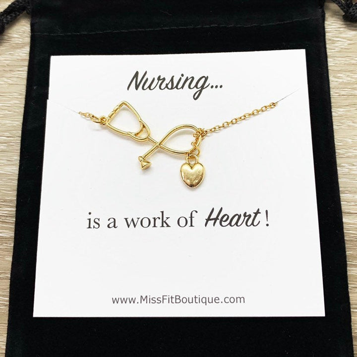 Stethoscope Necklace, Nurse Appreciation Gift, Lariat Y Necklace, Nursing Jewelry Gift, Thank You Gift from Patient, Medical Student Gift
