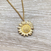 Sunflower Necklace, Gold Flower Jewelry, Sisters Necklace, Floral Jewelry, Nature Gifts, Gift from Big Sister, Meaningful Gift, Little Sis
