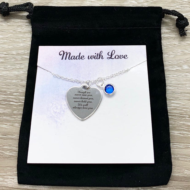 Miscarriage Quote Gift, Silver Heart Charm Necklace, Personalized Grieving Mother Gift, Infant Loss  Jewelry, Memorial Necklace, Bereavement