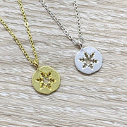 Snowflake Necklace with Card, Gift for Special Friend, Dainty Winter Jewelry, Snowflake Pendant, Happy Holidays Gift for Her, Long Distance