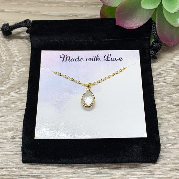 April Crystal Birthstone Necklace with Card