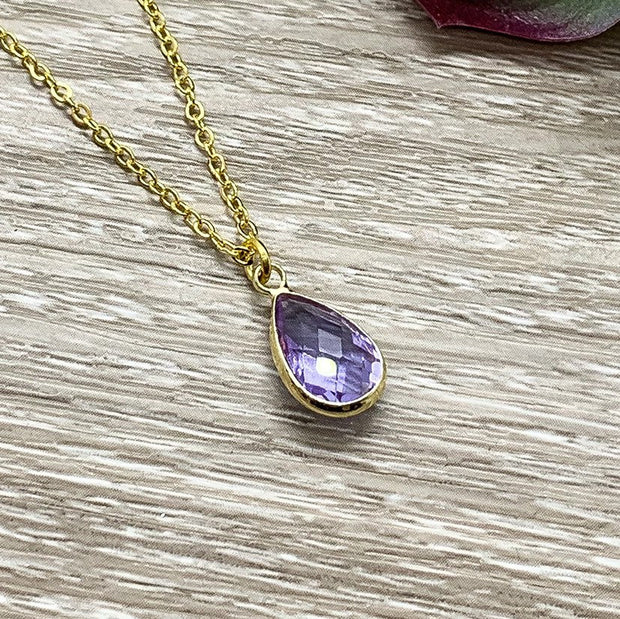 June Birthstone Necklace, Light Amethyst Pendant, Dainty Crystal Charm Necklace, Personalized Birthday Gift for Her, Meaningful Jewelry, Mom