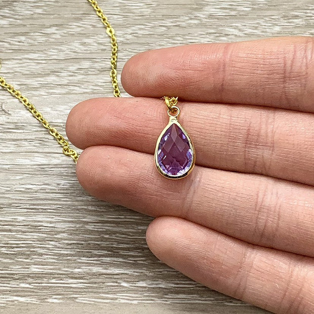 June Birthstone Necklace, Light Amethyst Pendant, Dainty Crystal Charm Necklace, Personalized Birthday Gift for Her, Meaningful Jewelry, Mom