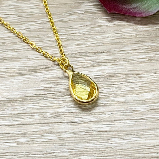 November Birthstone Necklace, Topaz Pendant, Dainty Crystal Charm Necklace, Personalized Birthday Gift for Her, Meaningful Jewelry, Mom Gift