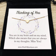 Dainty Heart Necklace, Gift for Friend, Thinking of You Gift, Holiday Jewelry, Personalized Card, Gift for Best Friend, Miss You Gift