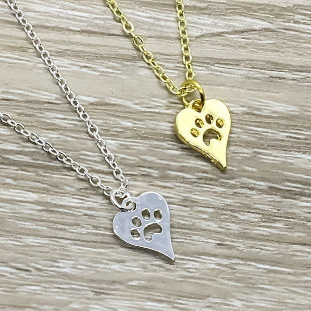 Wags and Wiggles Card, Dog Paw Necklace, Heart Pawprint Pendant, Dog Lover Gift, Personalized Gift, Funny Birthday Card, Gift for Bestfriend