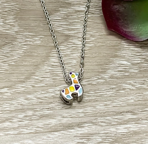 Tiny Llama Necklace, Colorful Animal Pendant, Sterling Silver Jewelry, Alpaca Jewelry, Cute Pet Necklace, Gift for Young Girl, Llamazing