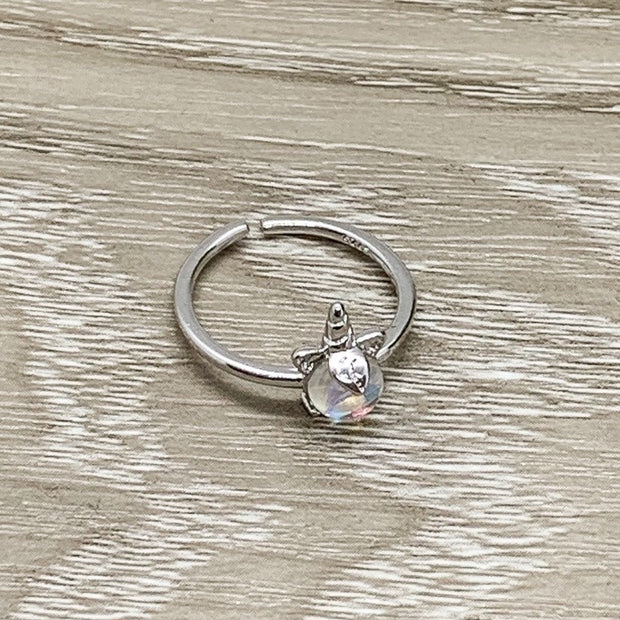 Unicorn Ring, Whimsical Moonstone Jewelry, Sterling Silver Jewelry, Magical Jewelry, Cute Earrings, Gift for Little Girl, Unicorn Jewelry