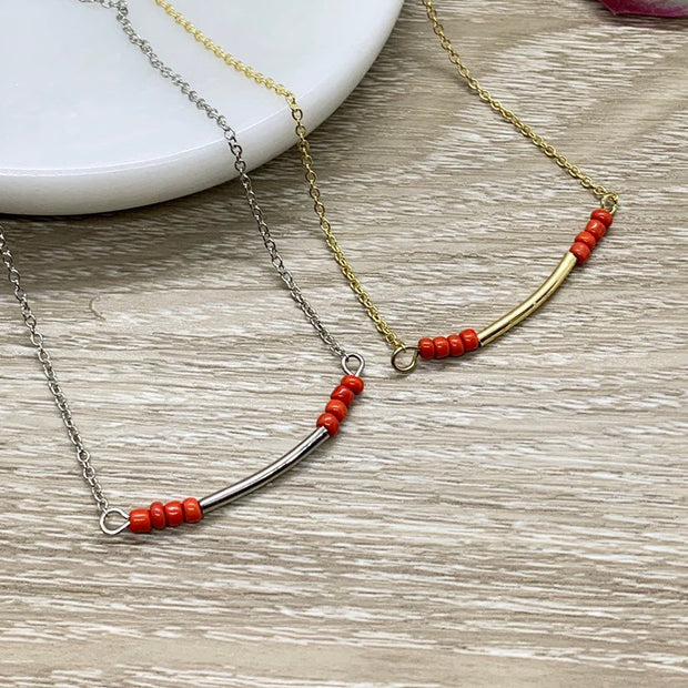 Curved Tube Necklace, Minimalist Jewelry, Thin Bar Necklace, Layering Necklace, Gift for Friend, Stocking Filler for Women, Gift for BFF