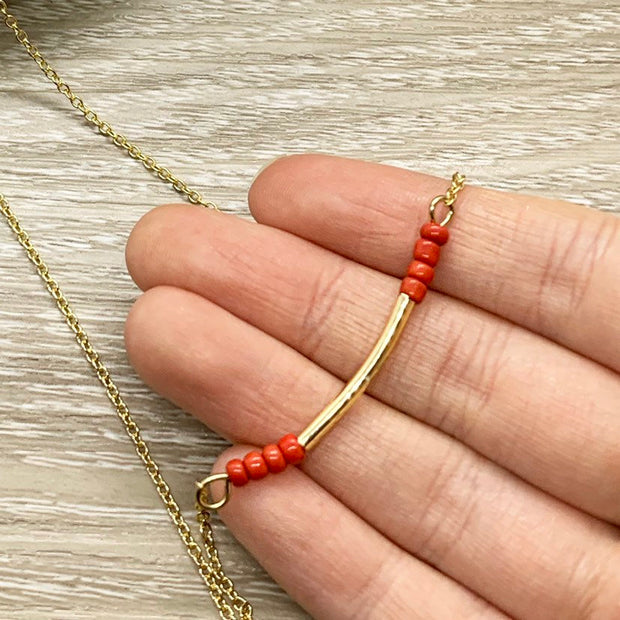 Curved Tube Necklace, Minimalist Jewelry, Thin Bar Necklace, Layering Necklace, Gift for Friend, Stocking Filler for Women, Gift for BFF