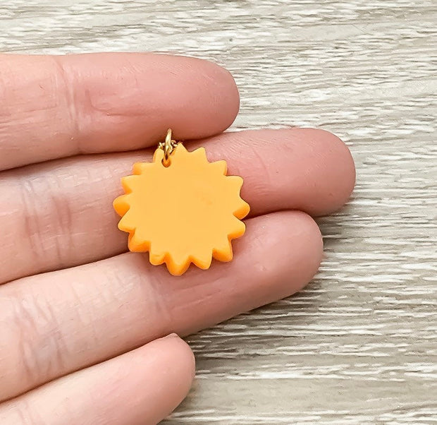 Sunflower Necklace, Keep Going Quote, Orange Flower Charm Necklace, Minimal Floral Jewelry, Simple Reminder Gift, Inspirational Card