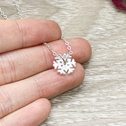 Snowflake Necklace with Card, Dainty Sterling Silver Pendant, Snowflake Jewelry, Merry Christmas Gift for Her, Long Distance Friendship