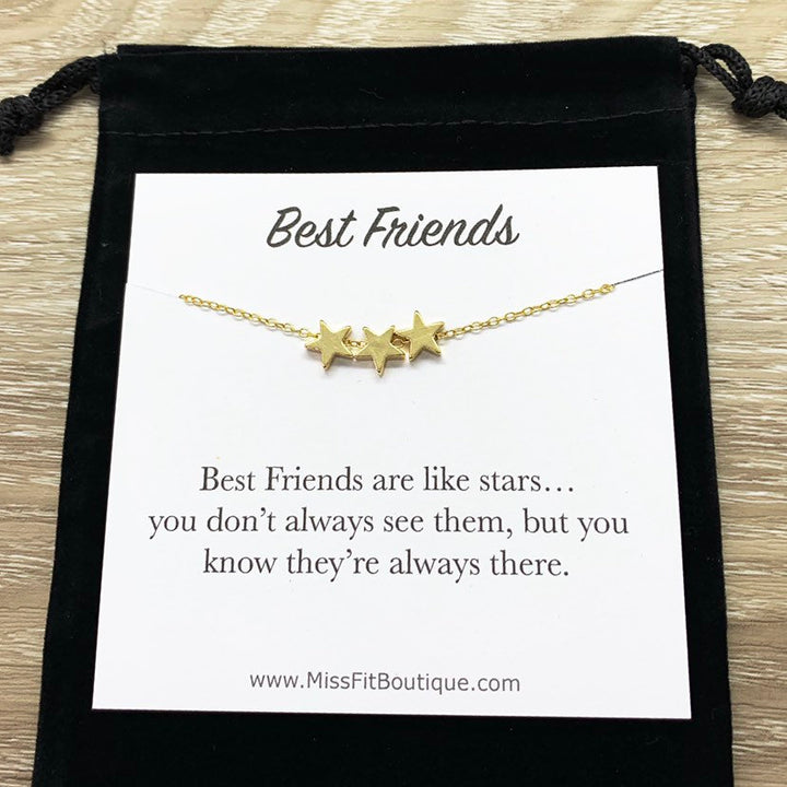 Best Friends Are Like Stars, 3 Stars Necklace, Gift for BFF, Friendship Necklace, Celestial Jewelry, Meaningful Necklace with Card, Sorority