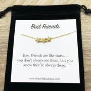 Best Friends Are Like Stars, 3 Stars Necklace, Gift for BFF, Friendship Necklace, Celestial Jewelry, Meaningful Necklace with Card, Sorority